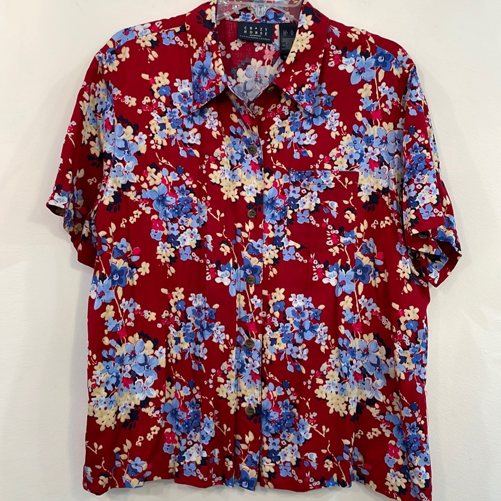 Crazy Horse, XL, red floral shirt
